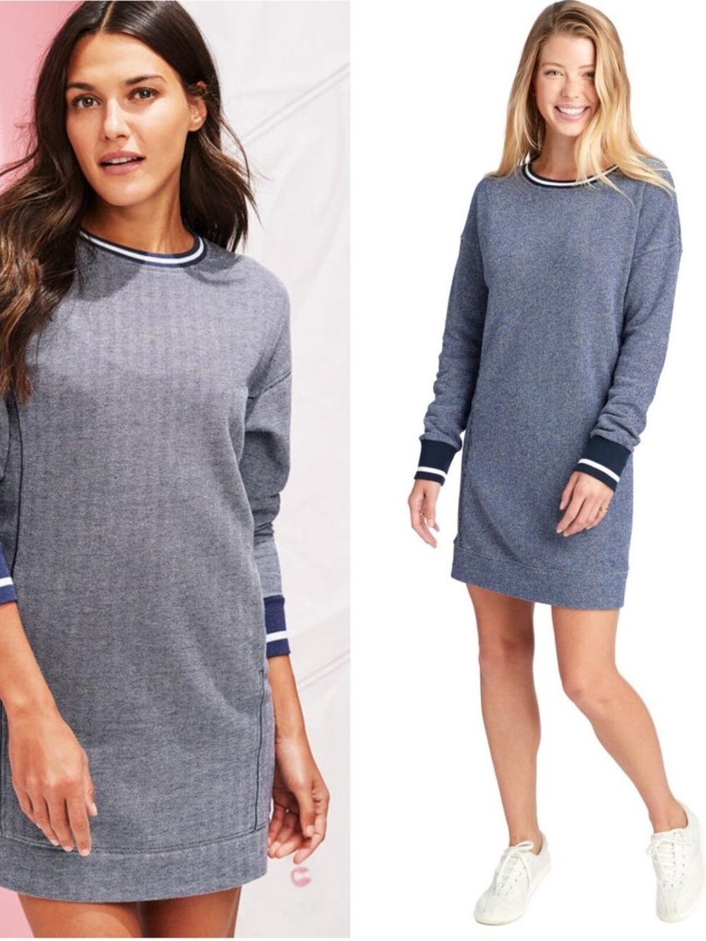 Vineyard Vines Navy Blue Knit Pockets Varsity Sweatshirt Dress